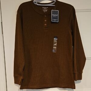 Architect Boy's Long Sleeve Brown Henley 14/16